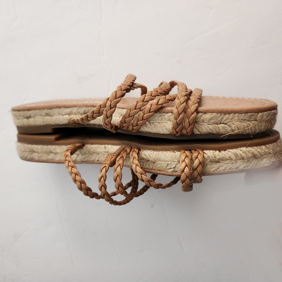 Madewell Kathryn Espadrille in Tan Strappy Flat Leather Slide on Sandals 6 5007 - Picture 5 of 9
